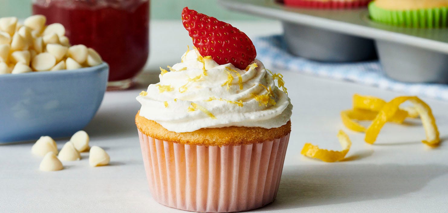 Lemon Cupcake with Strawberry Filling