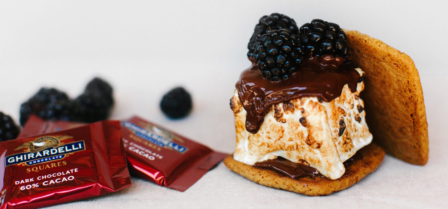 Dark Chocolate S'mores with Blackberries