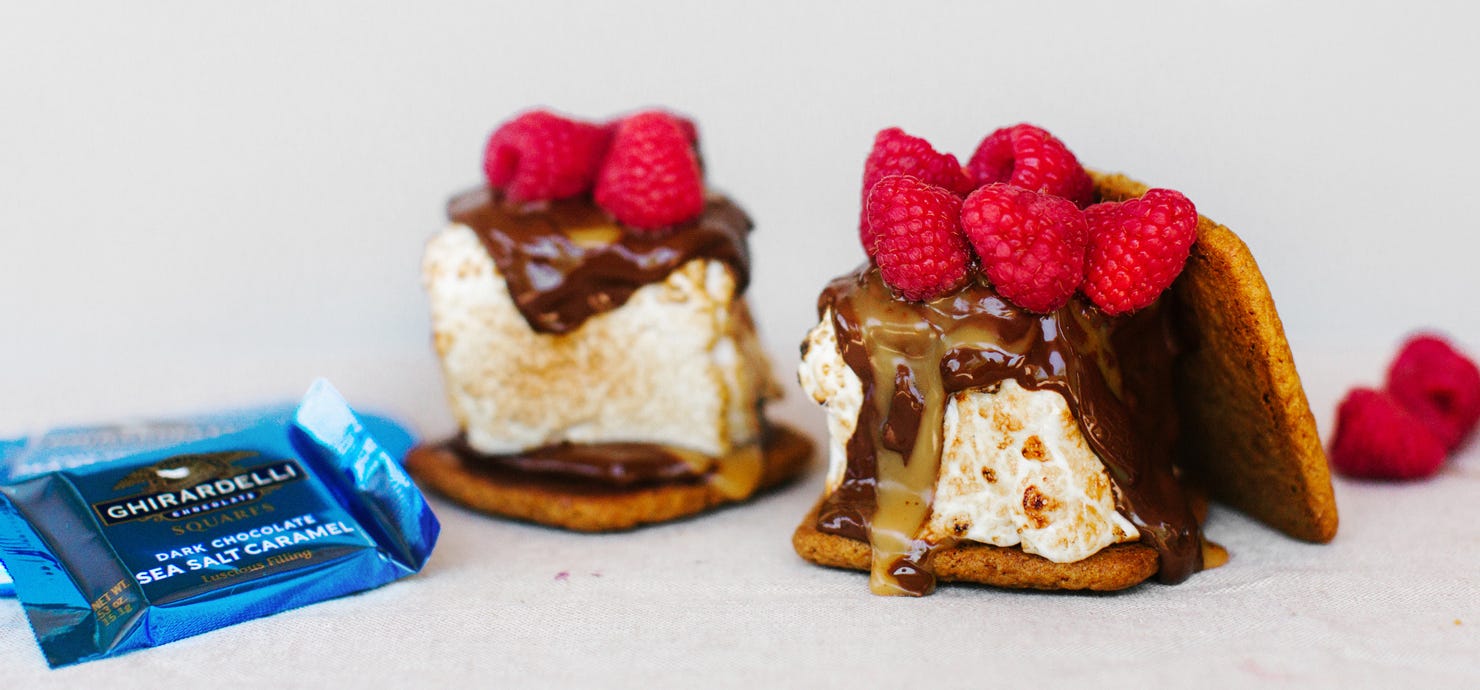 Dark Chocolate Sea Salt S'more with Raspberries