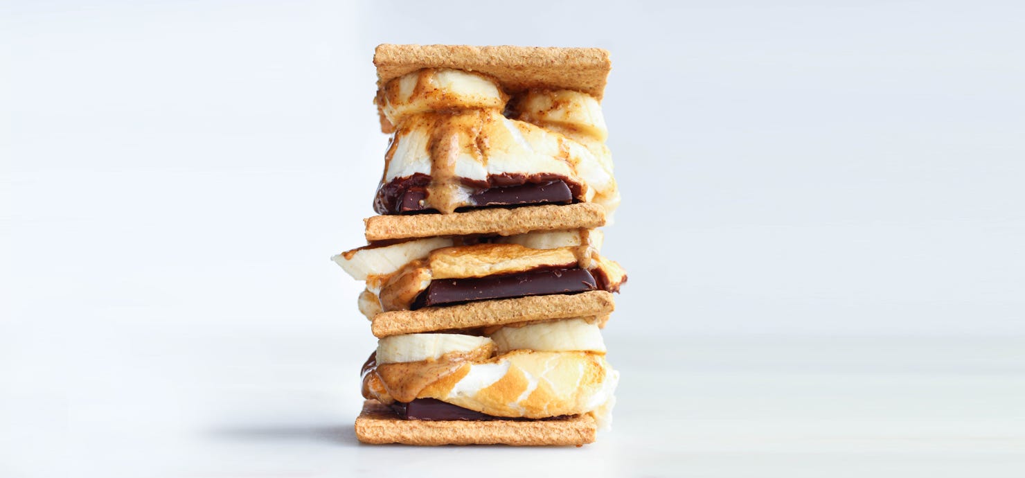 Stacked Dark Chocolate Sea Salt Banana S'mores