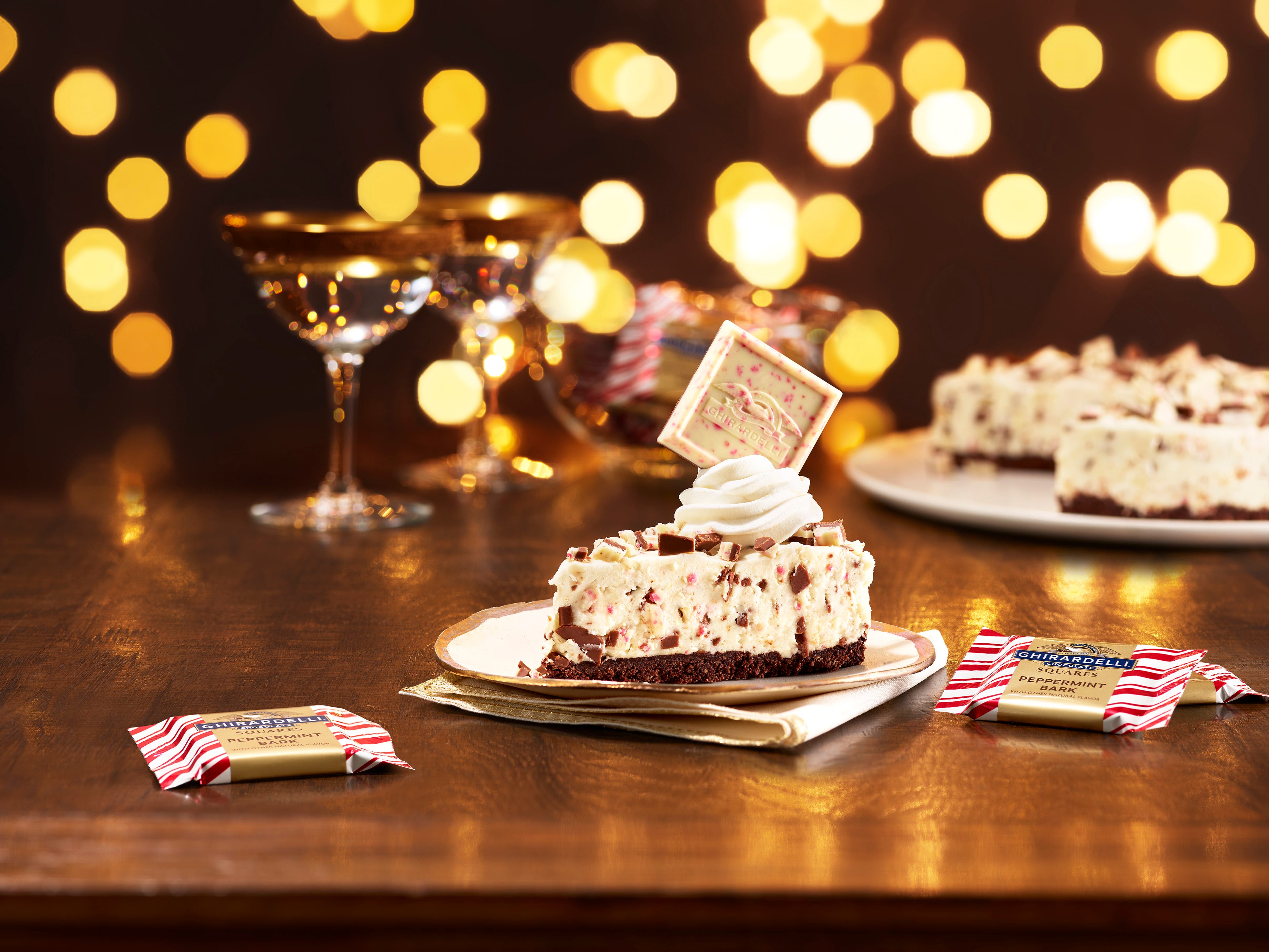 Ghirardelli No-Bake Peppermint Bark Cheesecake