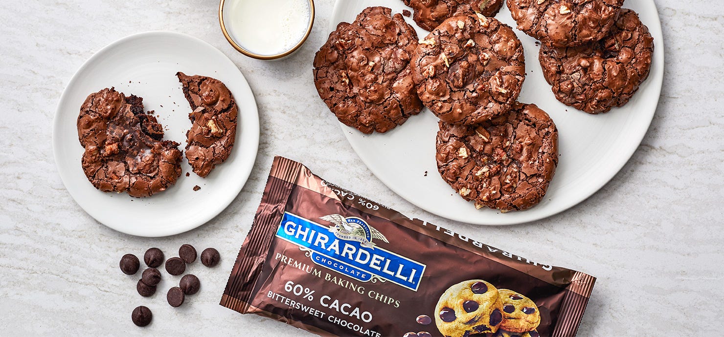 Ghirardelli Fudgy Flourless Chocolate Chip Cookies