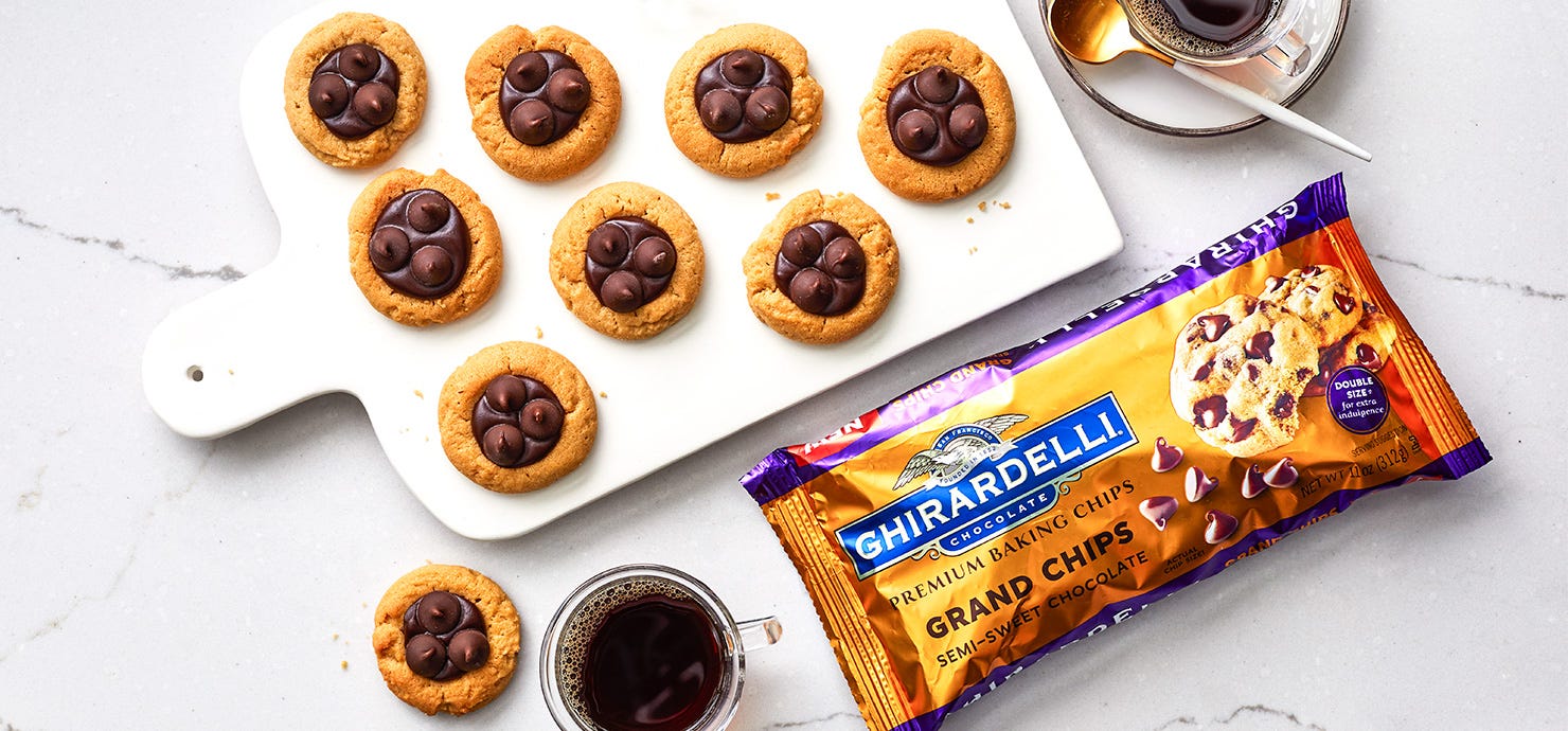 Ghirardelli Chocolate-Peanut Butter Thumbprint Cookies