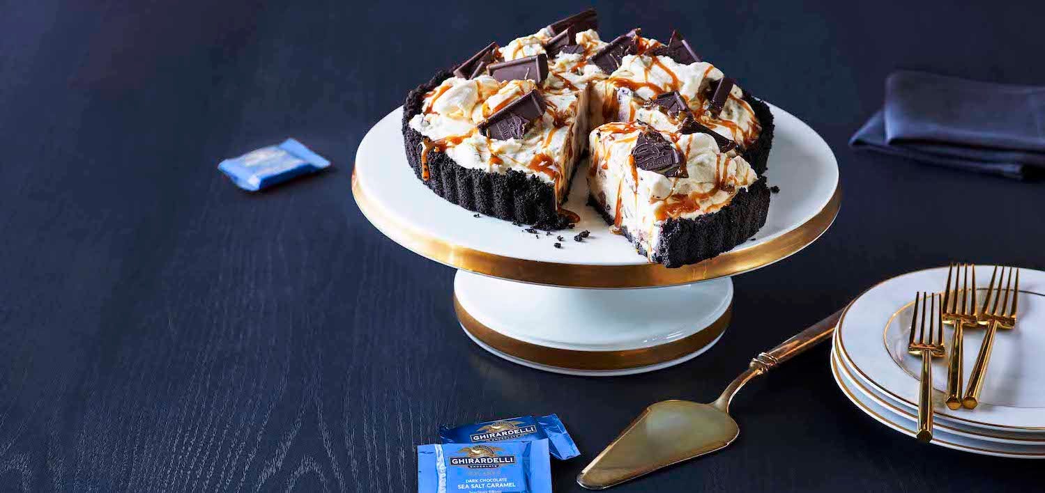 Dark Chocolate Sea Salt Caramel Ice Cream Pie